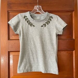 Embroidered Leaf Tee Shirt